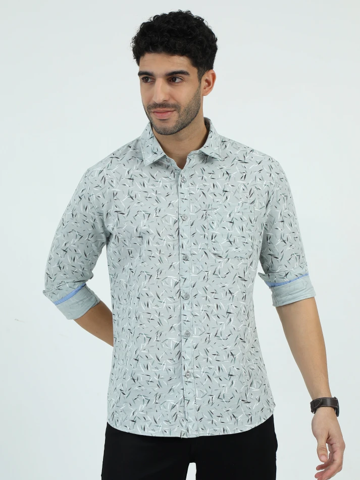 Upper Luxe,Standard floral opaque printed casual shirt-2