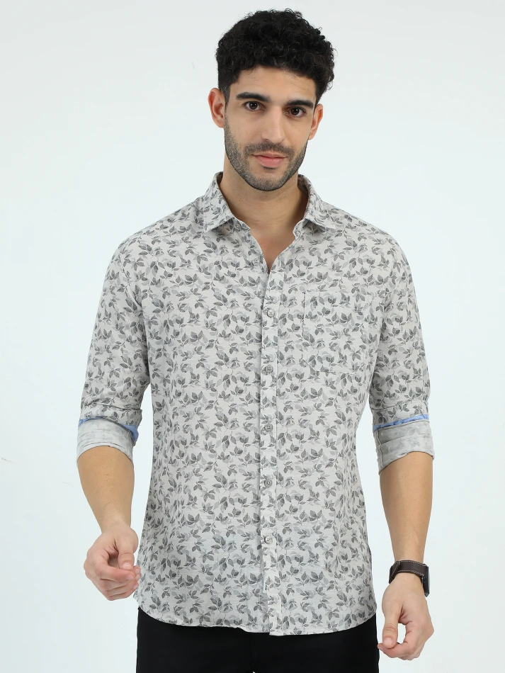 Upper Luxe,Standard floral opaque printed casual shirt-1