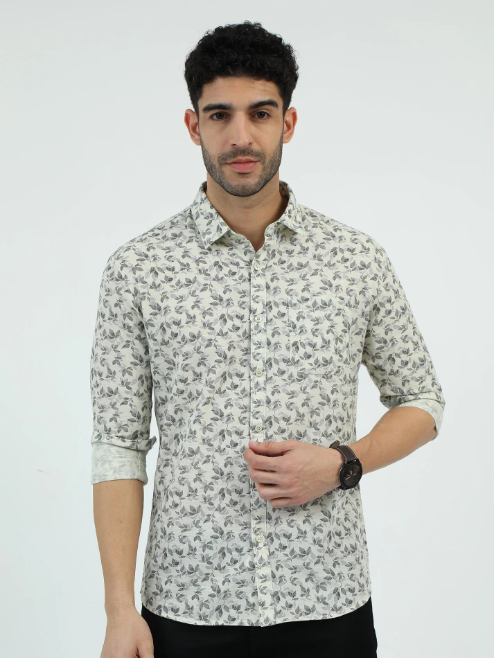 Upper Luxe,Standard floral opaque printed casual shirt-1