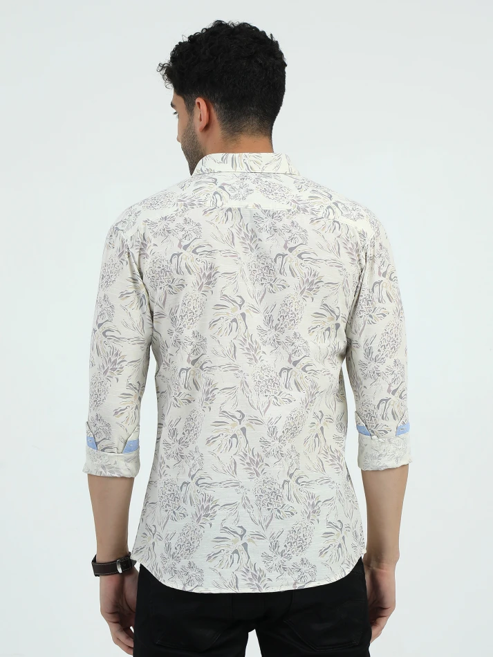 Upper Luxe,Standard floral opaque printed casual shirt-4