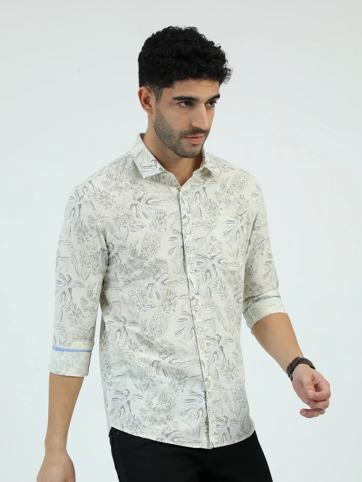 Upper Luxe,Standard floral opaque printed casual shirt-3