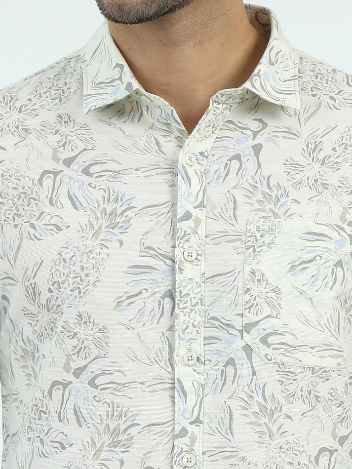 Upper Luxe,Standard floral opaque printed casual shirt-5