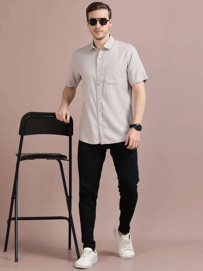 Upper Luxe,Standard opaque casual shirt for a sharp look-0