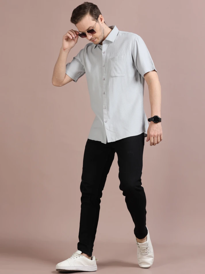 Upper Luxe,Standard opaque casual shirt for a sharp look-0