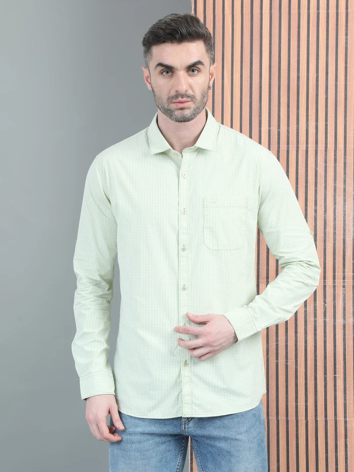 Upper Luxe,Micro checks checked casual shirt with a classy touch-2