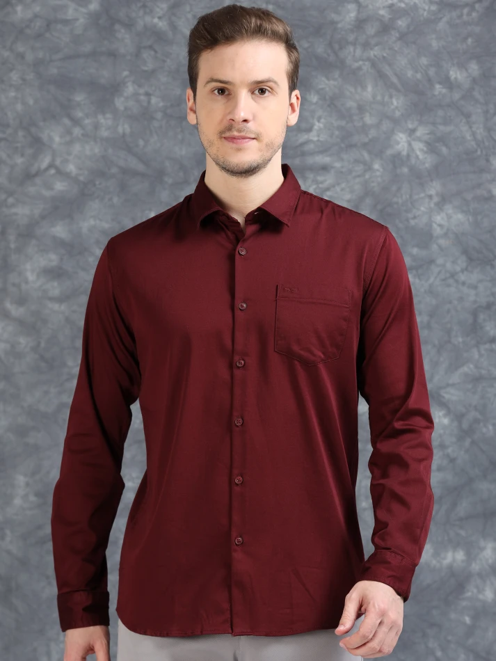 Upper Luxe,Comfort-fit opaque casual shirt for relaxed wear-1