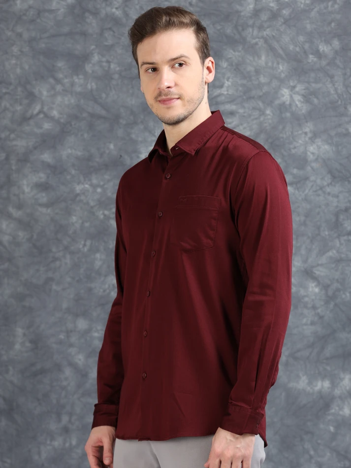 Upper Luxe,Comfort-fit opaque casual shirt for relaxed wear-3