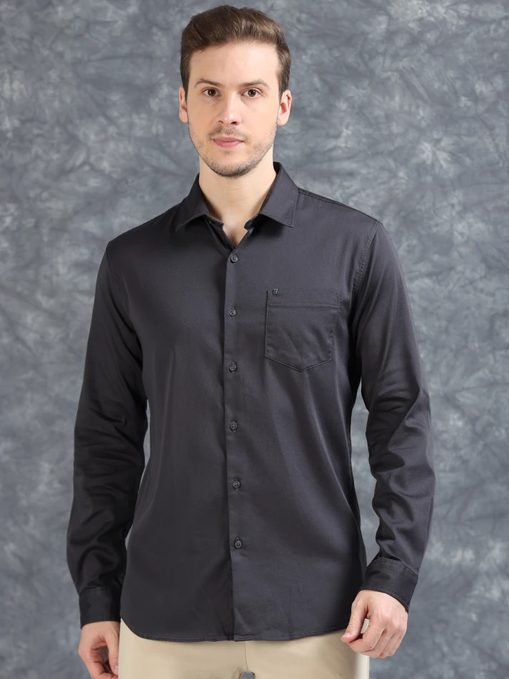 Upper Luxe,Comfort-fit opaque casual shirt for relaxed wear-1