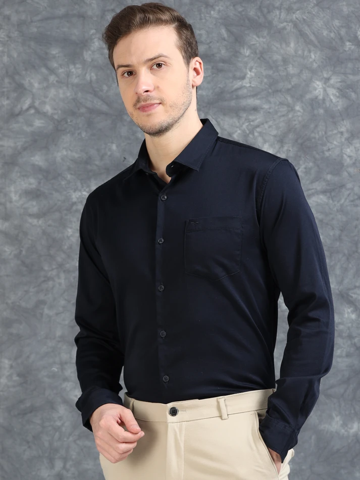 Upper Luxe,Comfort-fit opaque casual shirt for relaxed wear-1