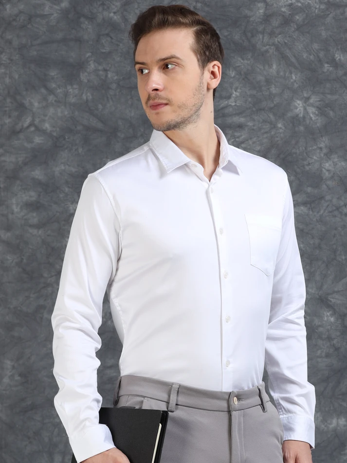 Upper Luxe,Comfort-fit opaque casual shirt for relaxed wear-1