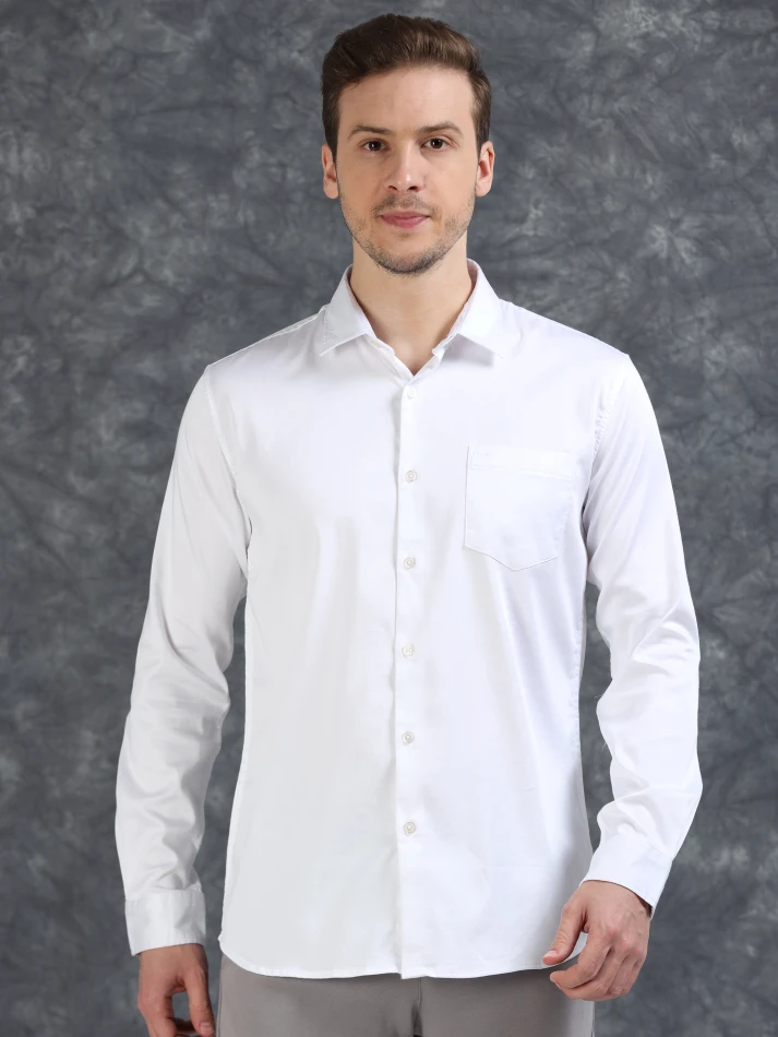 Upper Luxe,Comfort-fit opaque casual shirt for relaxed wear-2