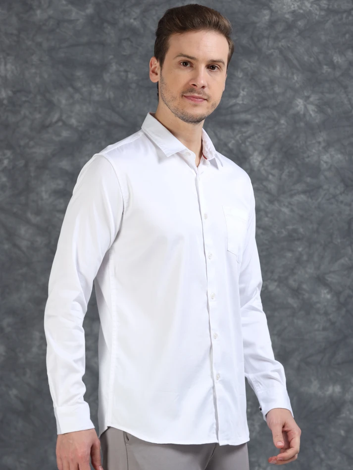 Upper Luxe,Comfort-fit opaque casual shirt for relaxed wear-3