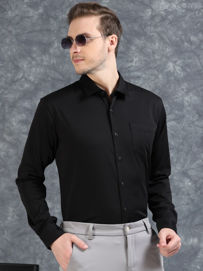 Upper Luxe,Comfort-fit opaque casual shirt for relaxed wear-1