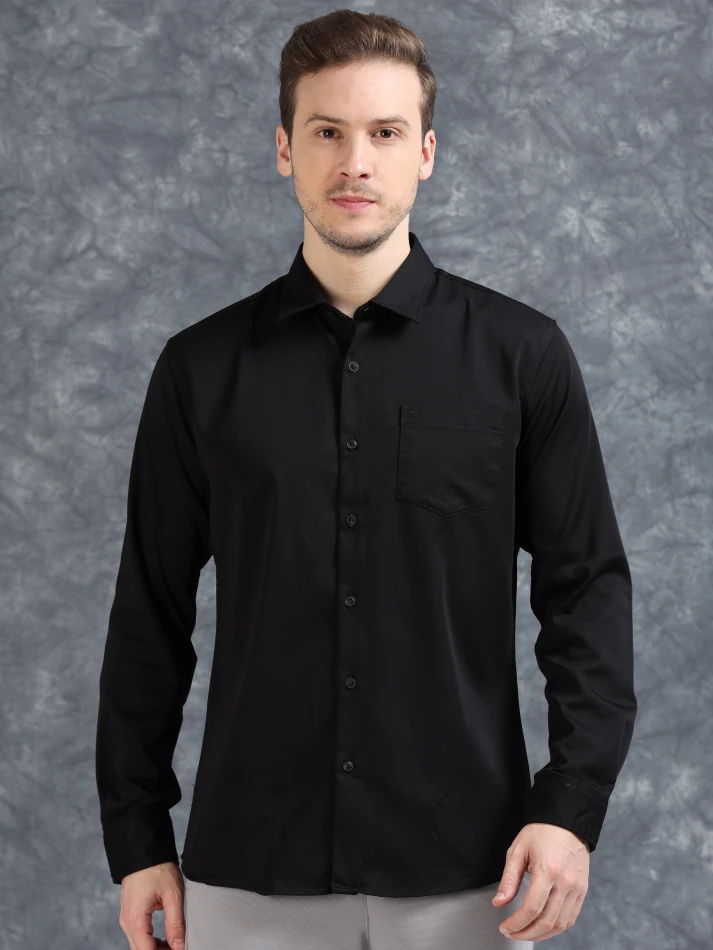 Upper Luxe,Comfort-fit opaque casual shirt for relaxed wear-2