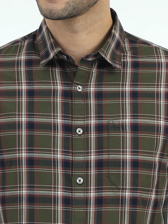 Upper Luxe,Trendy tartan checks casual shirt with opaque fabric-5