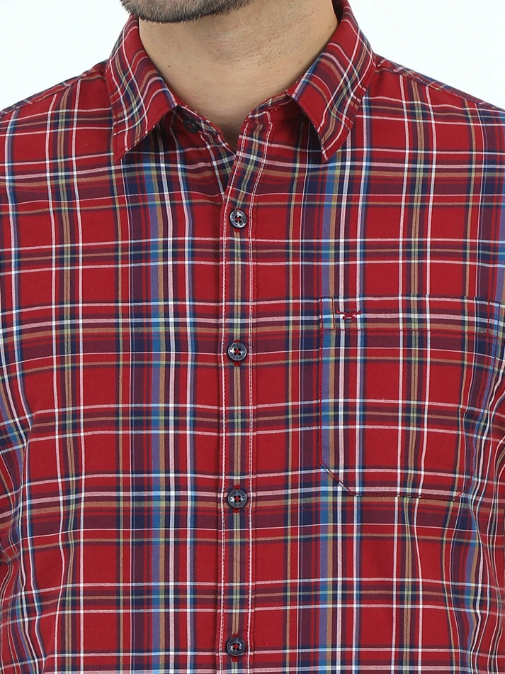 Upper Luxe,Trendy tartan checks casual shirt with opaque fabric-5