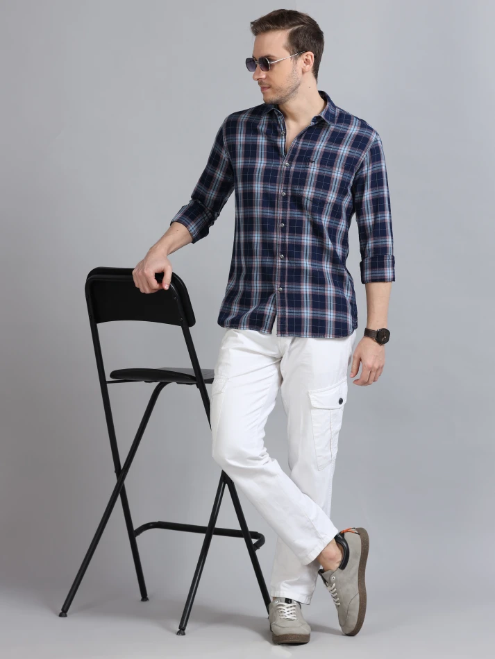 Upper Luxe,Tartan checks casual shirt with a comfortable fit-0