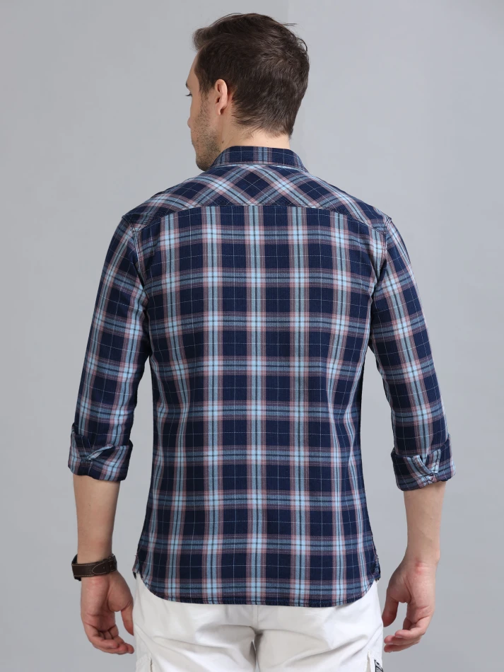 Upper Luxe,Tartan checks casual shirt with a comfortable fit-4