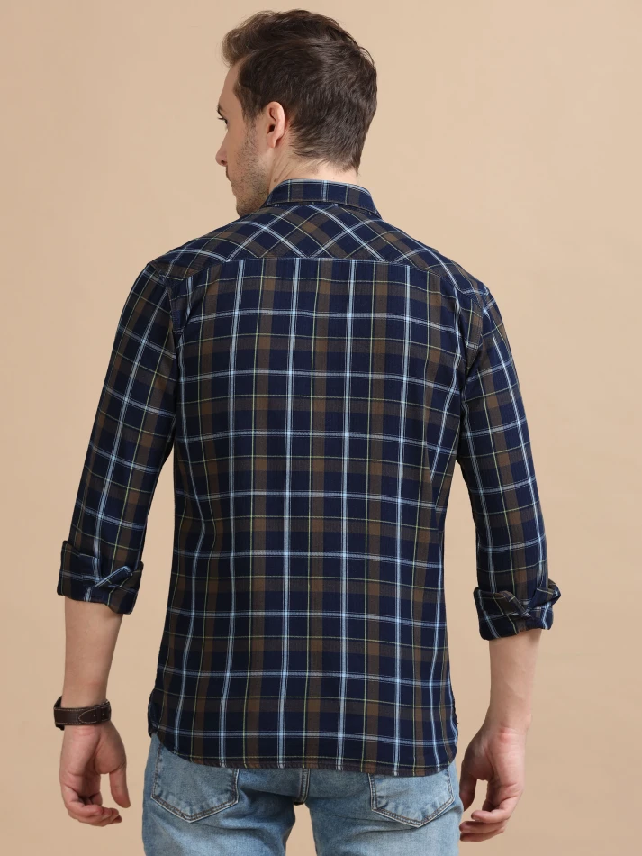 Upper Luxe,Tartan checks casual shirt with a comfortable fit-3