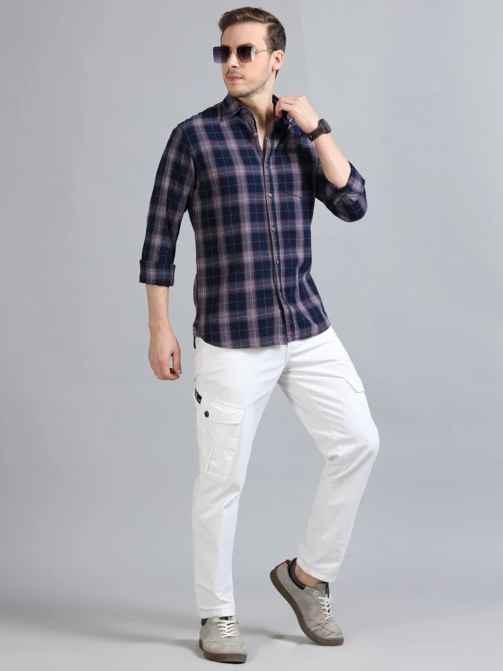 Upper Luxe,Tartan checks casual shirt with a comfortable fit-0