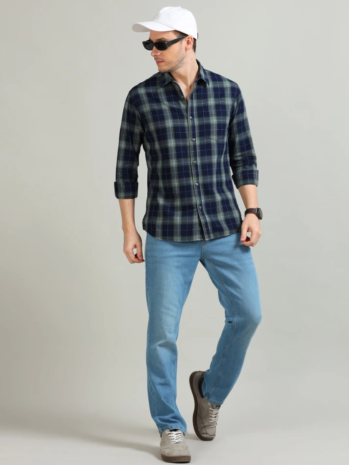 Upper Luxe,Tartan checks casual shirt with a comfortable fit-0