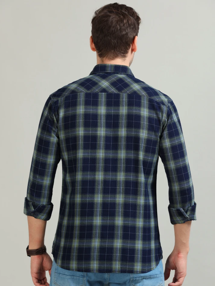 Upper Luxe,Tartan checks casual shirt with a comfortable fit-4