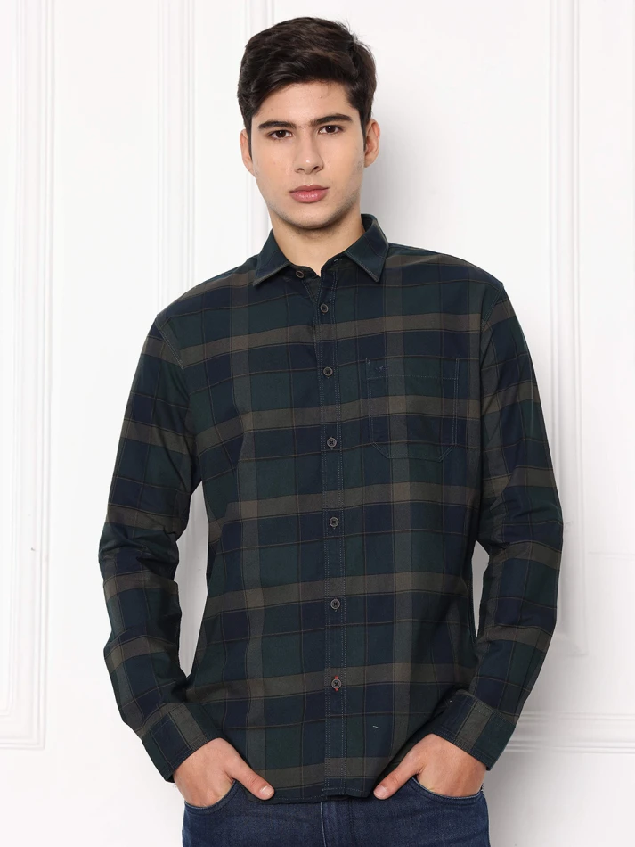 Upper Luxe,Premium fit tartan checked cotton casual shirt-2