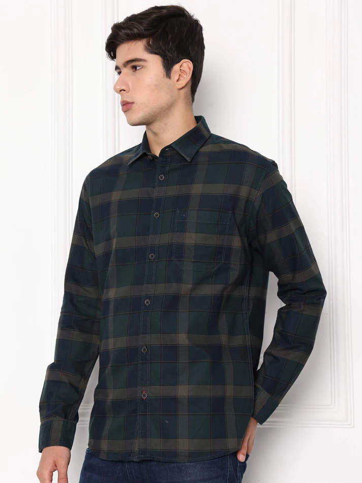 Upper Luxe,Premium fit tartan checked cotton casual shirt-4