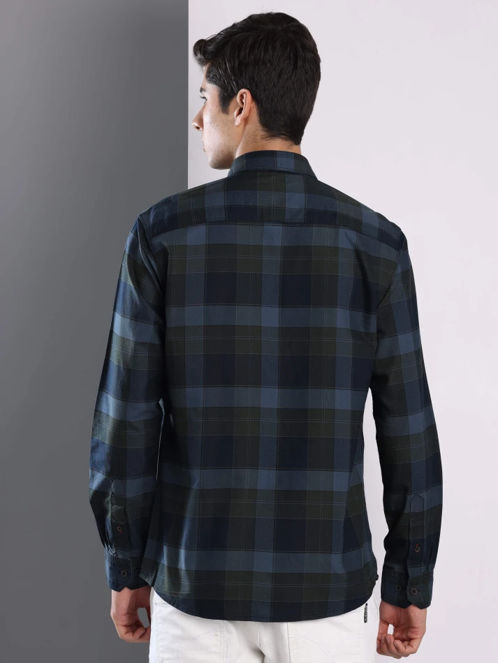 Upper Luxe,Premium fit tartan checked cotton casual shirt-3