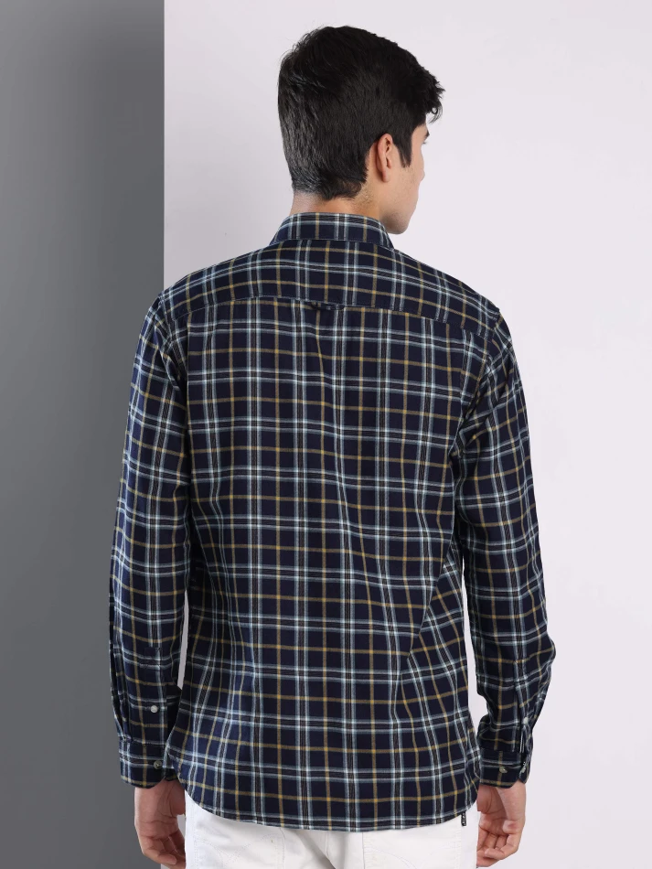 Upper Luxe,Premium fit tartan checked cotton casual shirt-3