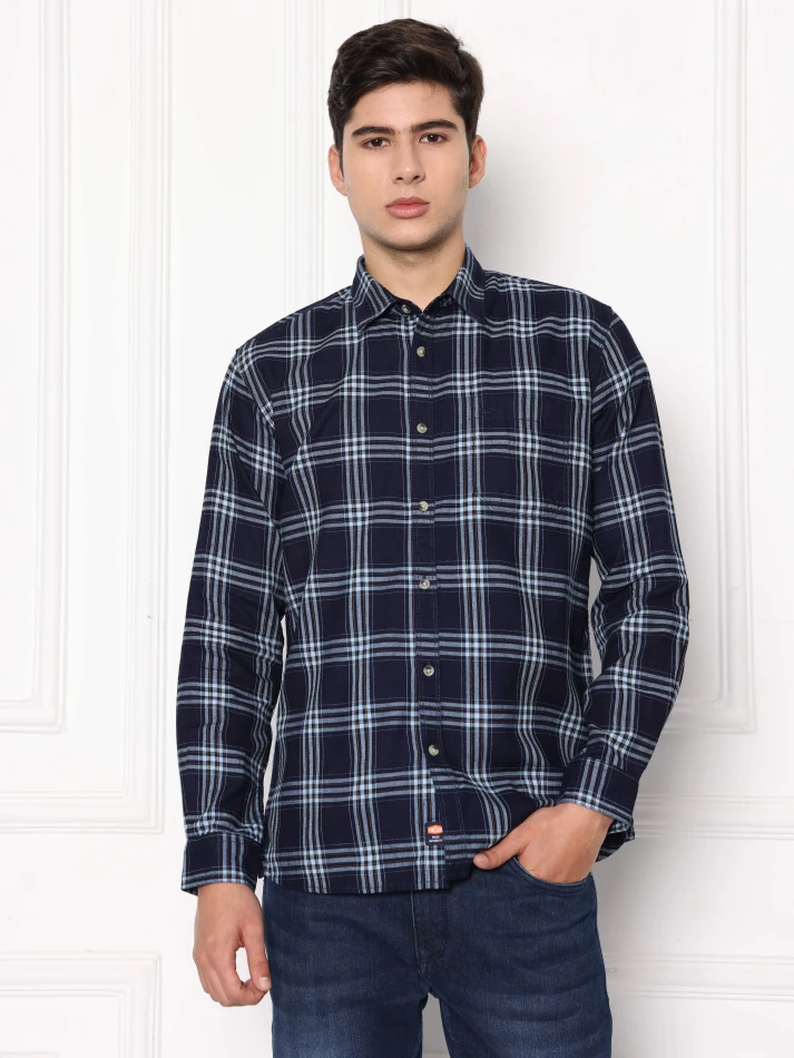 Upper Luxe,Premium fit tartan checked cotton casual shirt-2