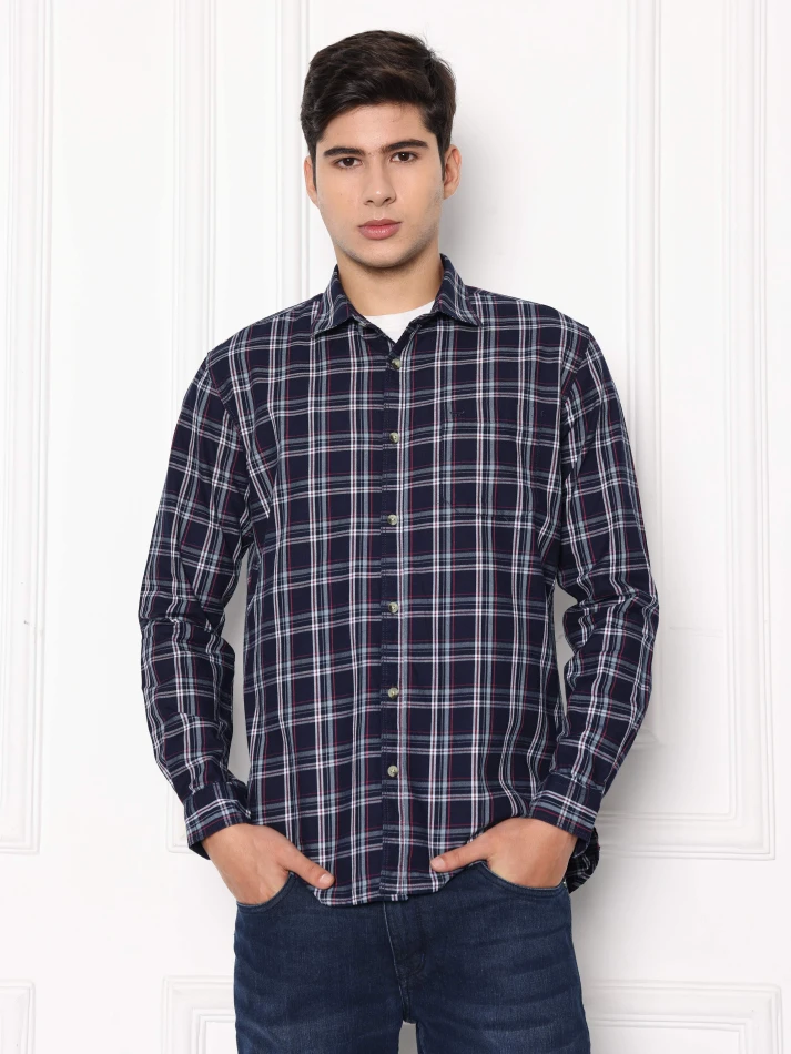 Upper Luxe,Premium fit tartan checked cotton casual shirt-1