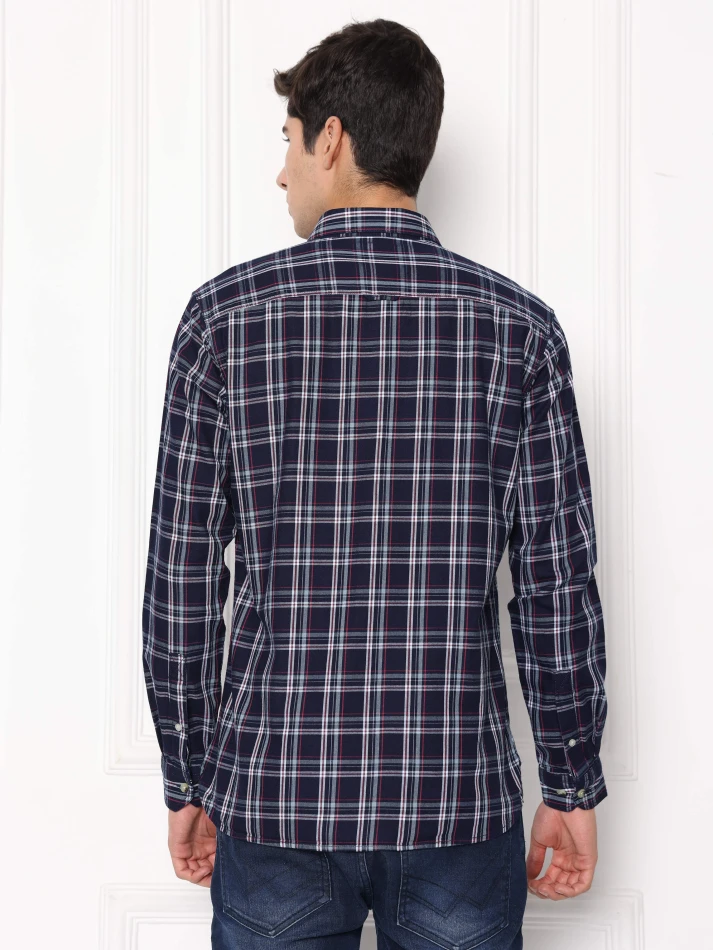 Upper Luxe,Premium fit tartan checked cotton casual shirt-3