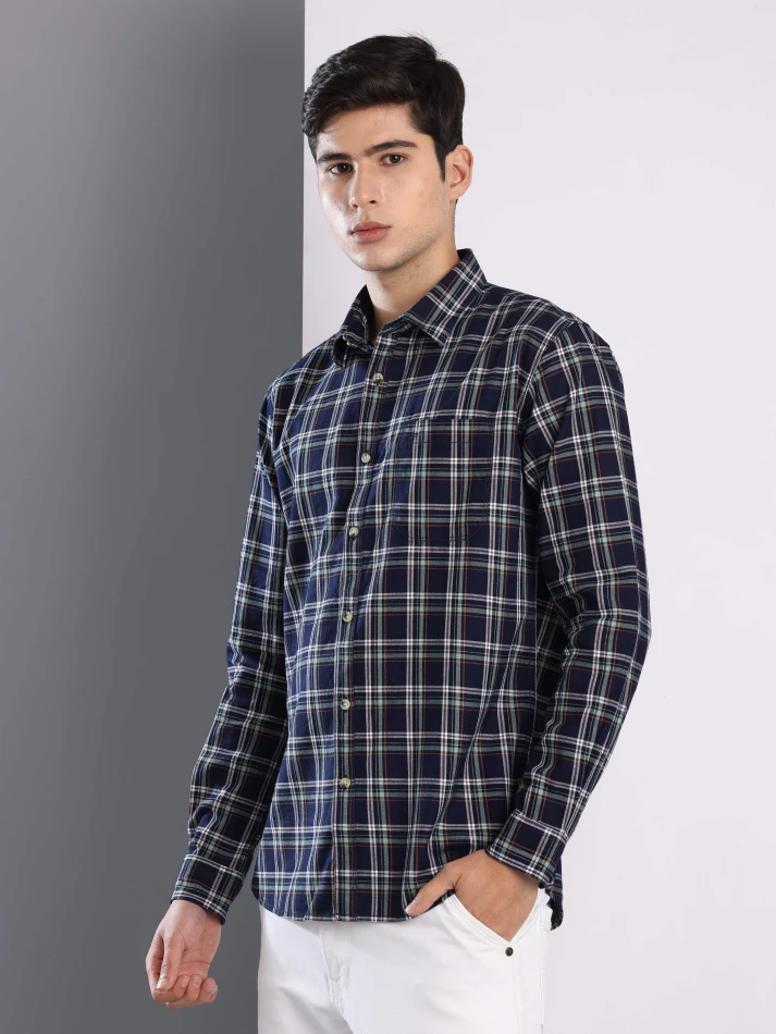 Upper Luxe,Premium fit tartan checked cotton casual shirt-1