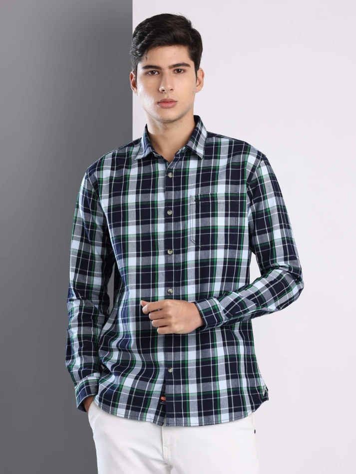 Upper Luxe,Premium fit tartan checked cotton casual shirt-1