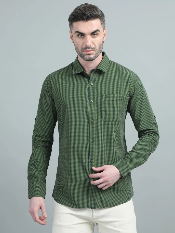 Upper Luxe,Micro checks checked casual shirt with a classy touch-4