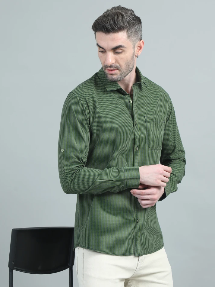 Upper Luxe,Micro checks checked casual shirt with a classy touch-5