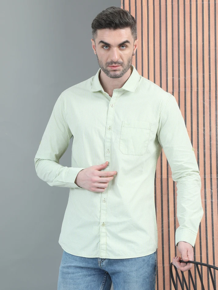 Upper Luxe,Micro checks checked casual shirt with a classy touch-1