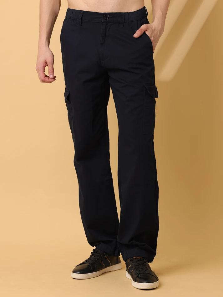 Lower Edits,Cotton relaxed loose fit cargo trousers for men-0