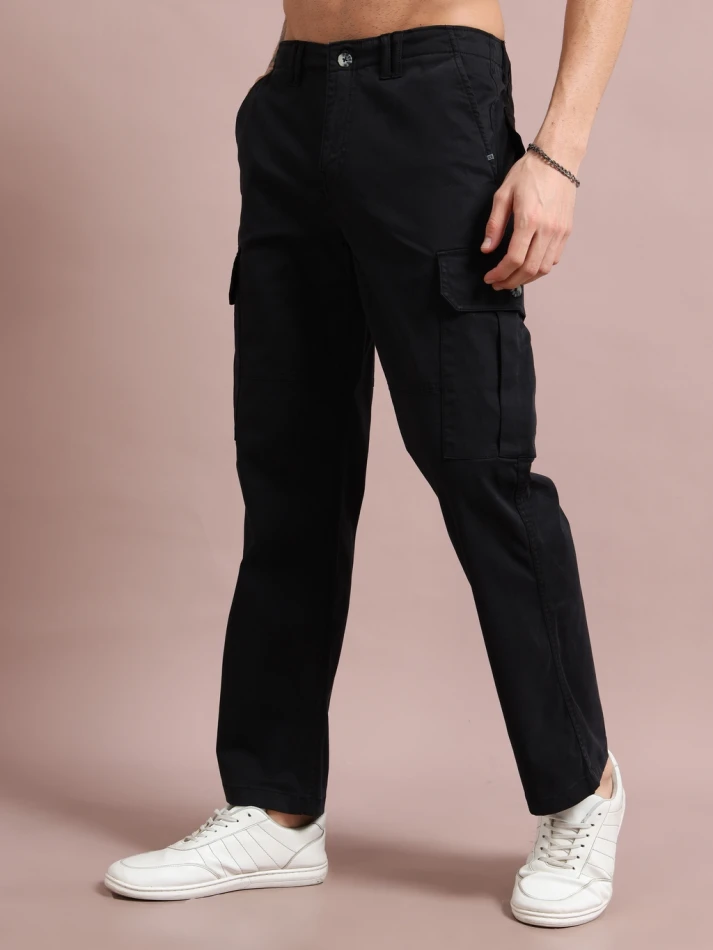 Upper Luxe Men's Mid Rise RFD Cotton Loose Fit Cargo Pants